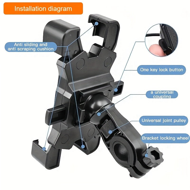360° drehbare Handyhalterung fürs Fahrrad und alle Handys mit 12,2 - 17,3 cm